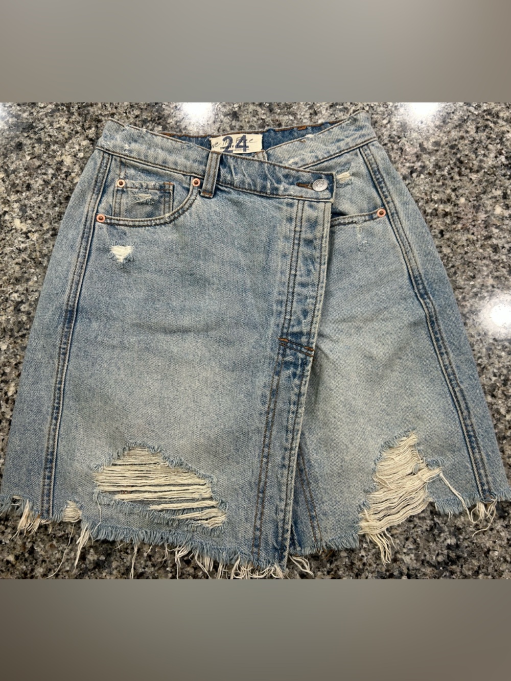 NWOT We the Free Parker Denim Wrap Skirt Size 24 - Picture 2 of 5